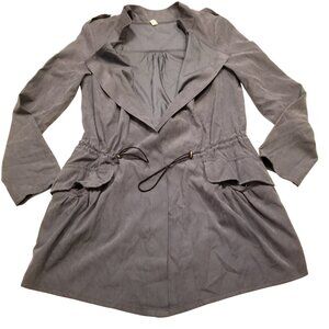 Blue Lightweight Trench Coat Jacket Medium Women Adjustable Waist Slouchy